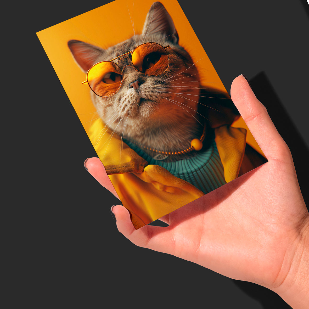"Embrace Your Inner Feline" with a Cattitude Greeting Card
Sunset Cat - Cattitude1
Let your inner cat shine with our Cattitude Greeting Card! This purr-fectly fun card is designed to bring a smile to any cat lover's face. Featuring a glossy-coated finish and the coolest Cat around, this card is the cat's meow!
Express yourself creatively with the blank interior, allowing you to personalise your message and drop your own beats of Cattitude. Whether you're sending birthday wishes, congratulations, or just a
