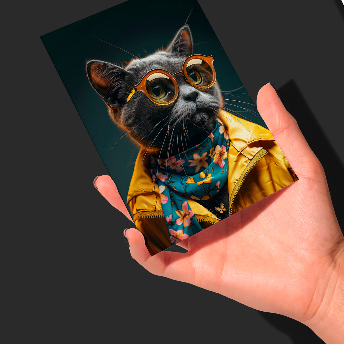 "Embrace Your Inner Feline" with a Cattitude Greeting Card
Intellectual Cat - Cattitude2
Let your inner cat shine with our Cattitude Greeting Card! This purr-fectly fun card is designed to bring a smile to any cat lover's face. Featuring a glossy-coated finish and the coolest Cat around, this card is the cat's meow!
Express yourself creatively with the blank interior, allowing you to personalise your message and drop your own beats of Cattitude. Whether you're sending birthday wishes, congratulation