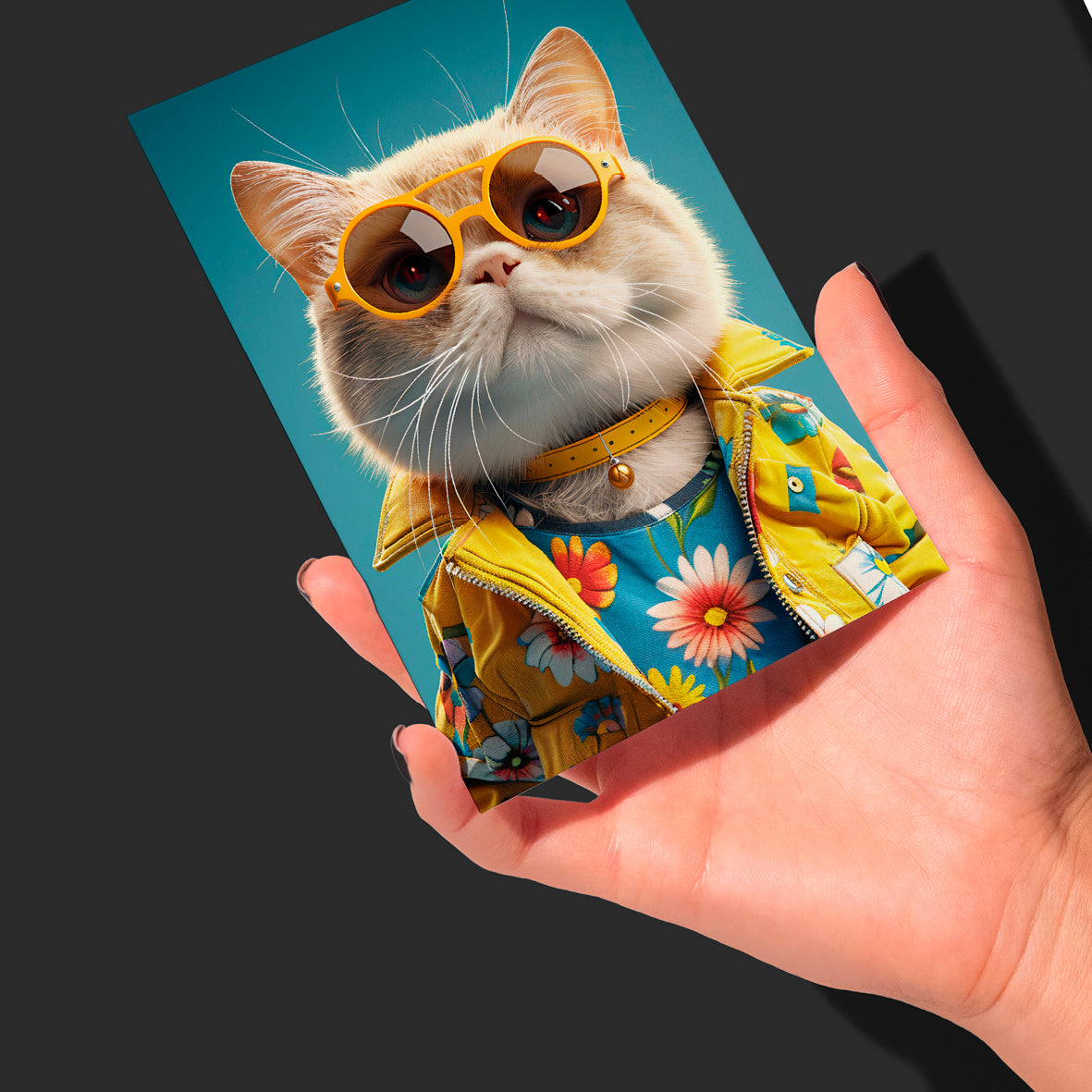 Greetings Card - Summer Cat