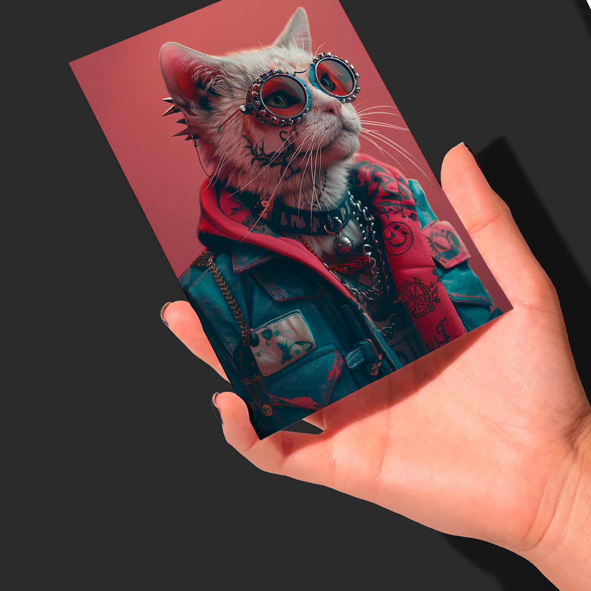 Greetings Card - Rocker Cat - Cattitude5