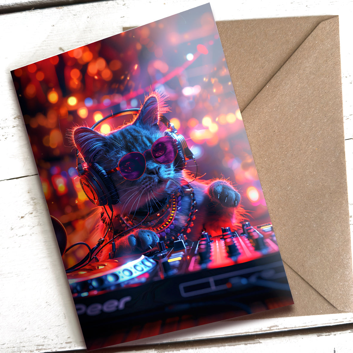 Greetings Card - DJ Cat