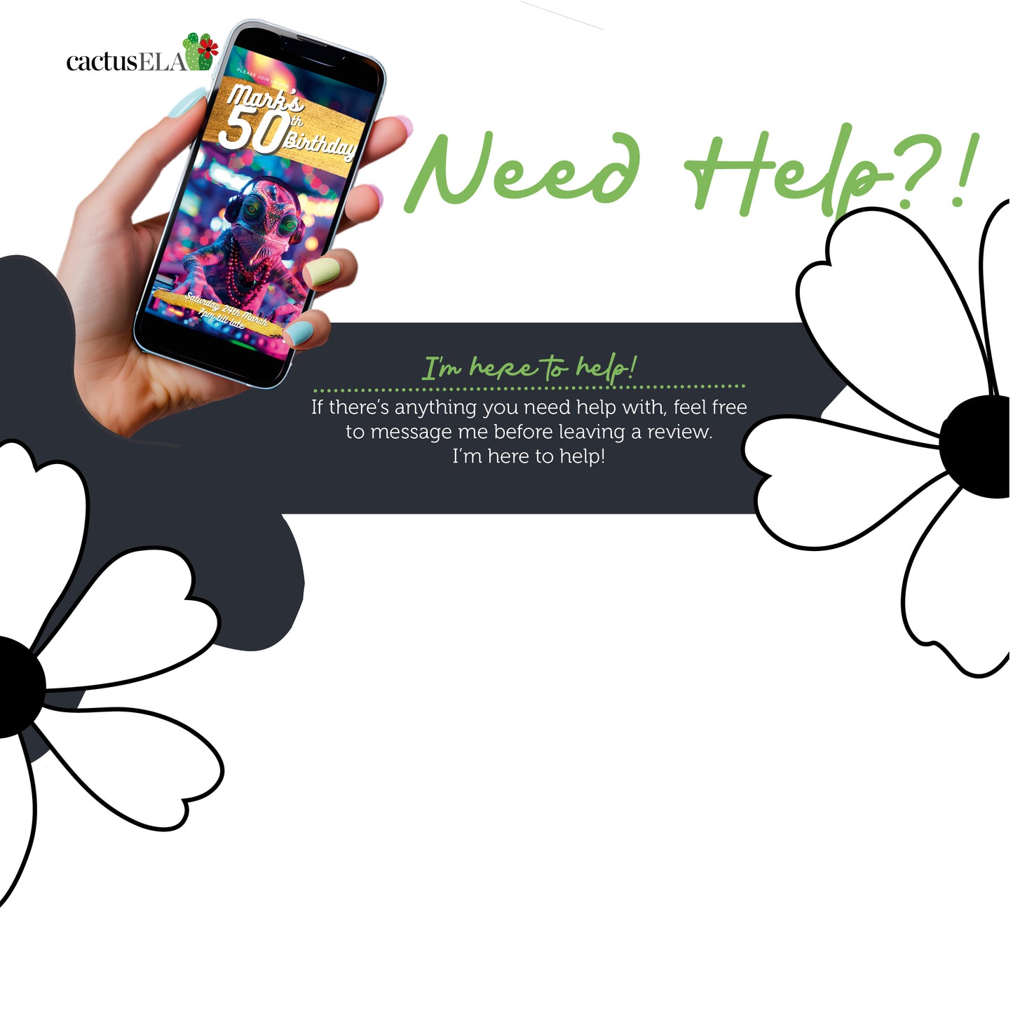 Digital 50th Birthday Party Video Invitation, Animated DJ Chameleon at a Party, Editable Itinerary eCard