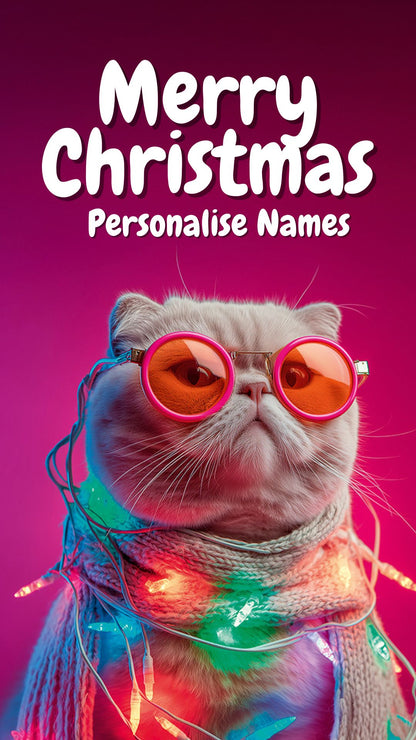 Digital Christmas Cat Card | Animated Personalised Xmas Card | Editable Name (6 Designs)
