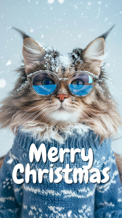 Digital Christmas Cat Card | Animated Personalised Xmas Card | Editable Name (6 Designs)