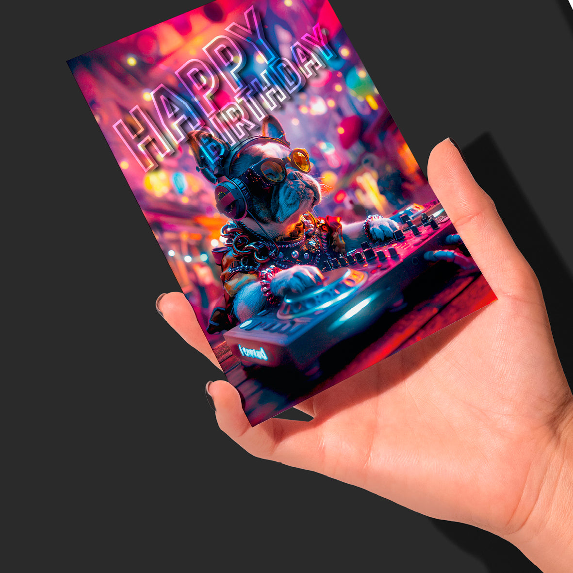 Rock On with this DJ Birthday Card

Brighten up moments with our glossy greetings card featuring the coolest DJ around. Complete with a kraft envelope, it's ready for you to send your vibes or share with someone special.

Make every card a hit! The blank inside lets you drop your own beats of creativity and is supplied with a kraft envelope for easy posting or sharing. For music lovers.