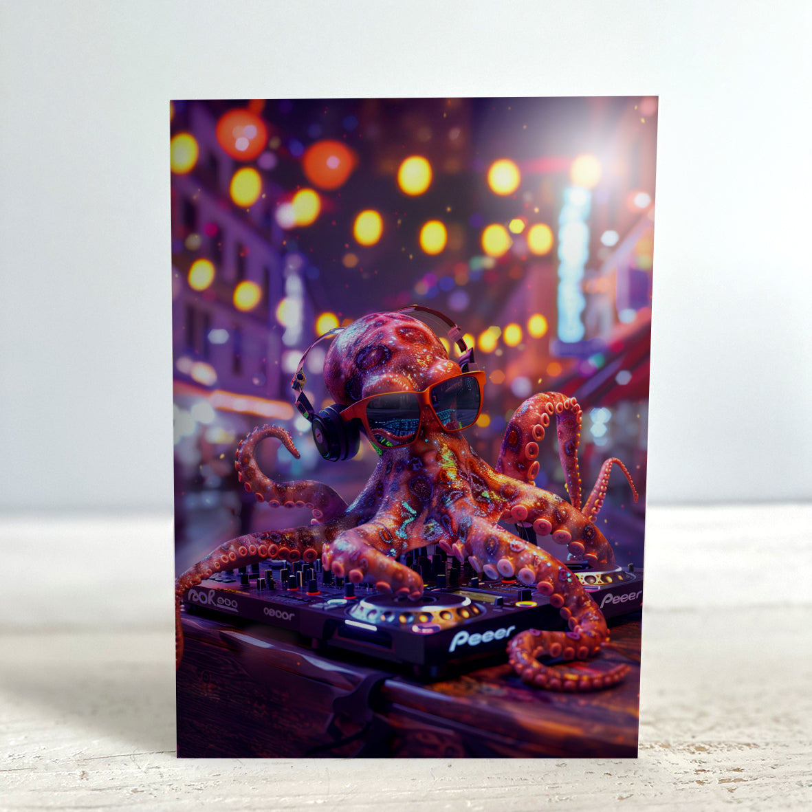 Greetings Card - DJ Octopus