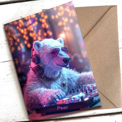 Greetings Card - DJ Polar Bear