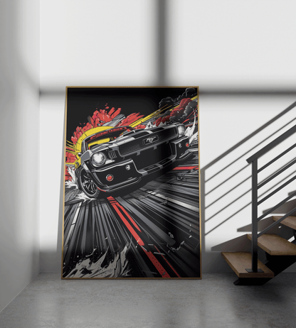 Vintage Muscle Car Printable Art X4 – Bold Pop Art Mustang Poster (Set of 4)