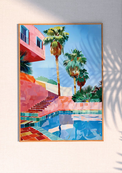 Serene Oasis-2 Poolside Printable Art x2: Vibrant Pop Art & Impressionism Blend for Tropical Bliss, Instant Digital Download for Home Decor