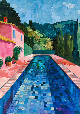 Serene Oasis-2 Poolside Printable Art x2: Vibrant Pop Art & Impressionism Blend for Tropical Bliss, Instant Digital Download for Home Decor