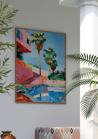 Serene Oasis-2 Poolside Printable Art x2: Vibrant Pop Art & Impressionism Blend for Tropical Bliss, Instant Digital Download for Home Decor
