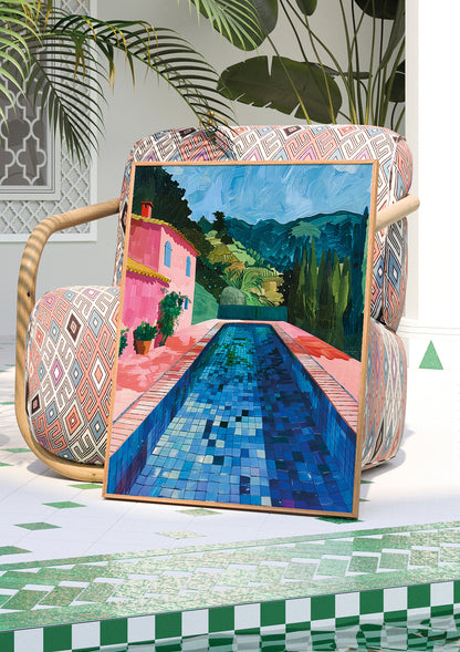 Serene Oasis-2 Poolside Printable Art x2: Vibrant Pop Art & Impressionism Blend for Tropical Bliss, Instant Digital Download for Home Decor