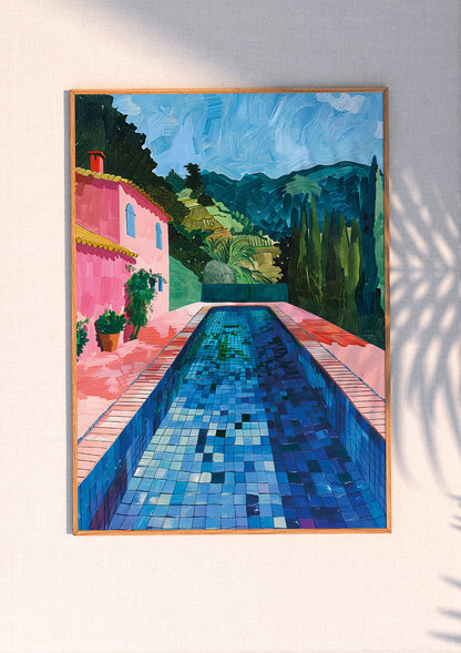 Serene Oasis-2 Poolside Printable Art x2: Vibrant Pop Art & Impressionism Blend for Tropical Bliss, Instant Digital Download for Home Decor