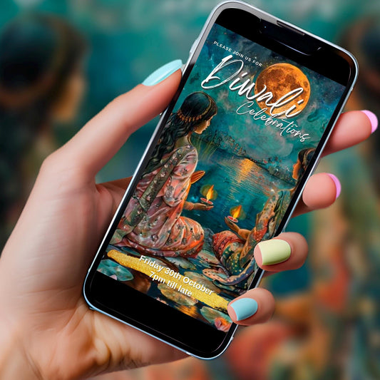 Digital Diwali Invitation, Animated Image, Editable Itinerary eCard D3