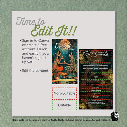Digital Diwali Invitation, Animated Image, Editable Itinerary eCard D4