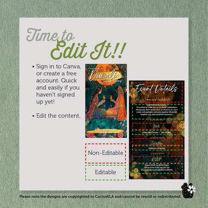 Digital Diwali Invitation, Animated Image, Editable Itinerary eCard D1