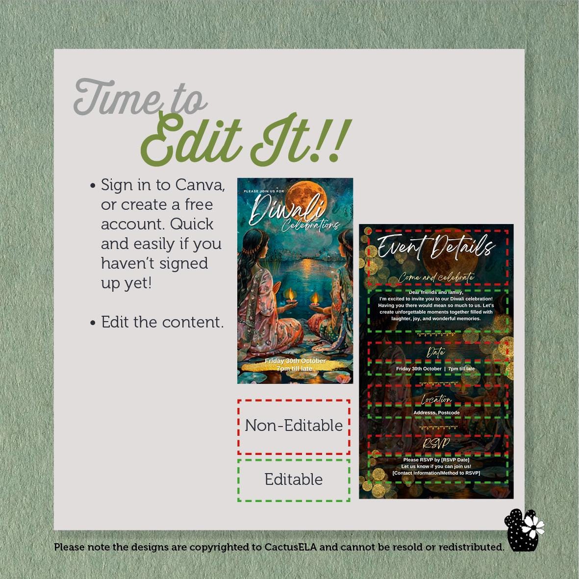 Digital Diwali Invitation, Animated Image, Editable Itinerary eCard D3