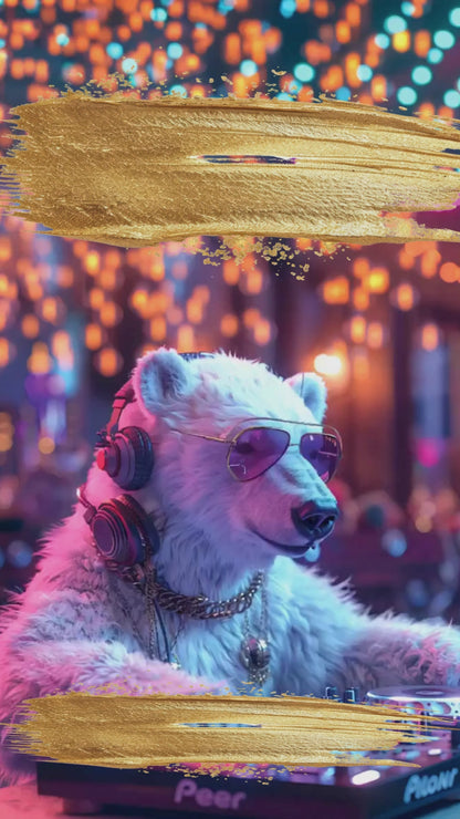 50th Birthday Invitation - Digital, Animated DJ Polar Bear, Editable Itinerary eCard